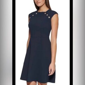 Tommy Hilfiger Elegant Navy Blue Sleeveless Dress